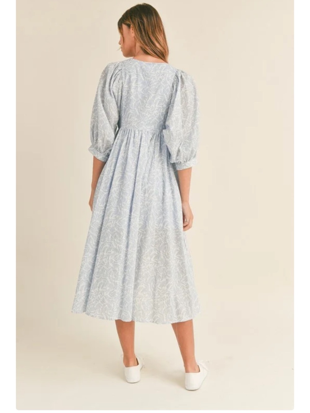👗Mable Light Blue Floral Tie-Front Midi Dress - Picture 3 of 10